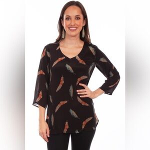 Scully Feather Print Over Blouse